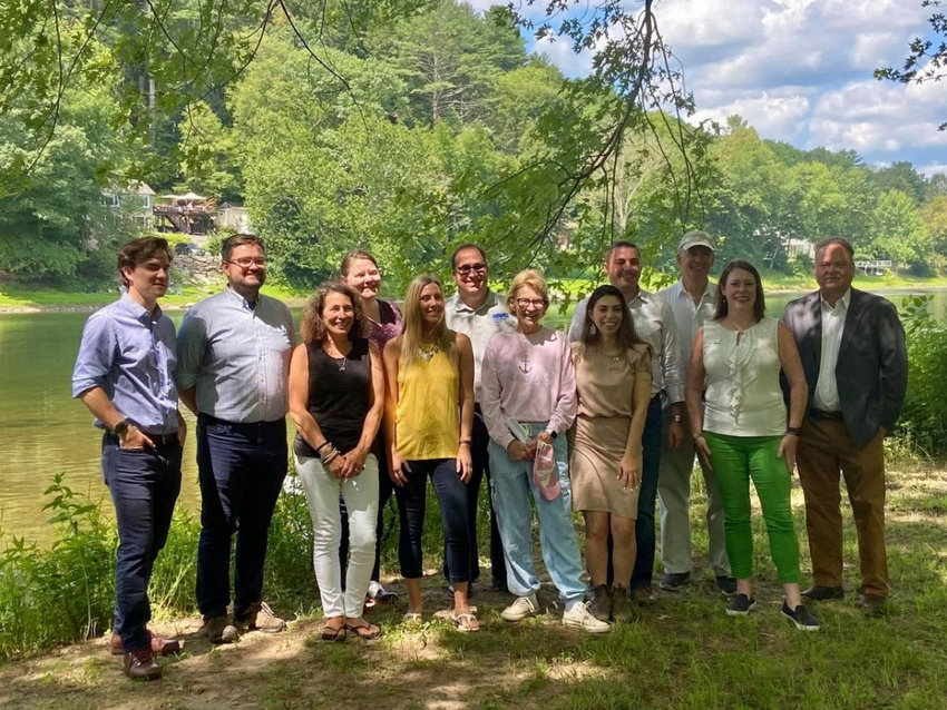 Advocates for the Delaware River at a recent press conference in Callicoon.